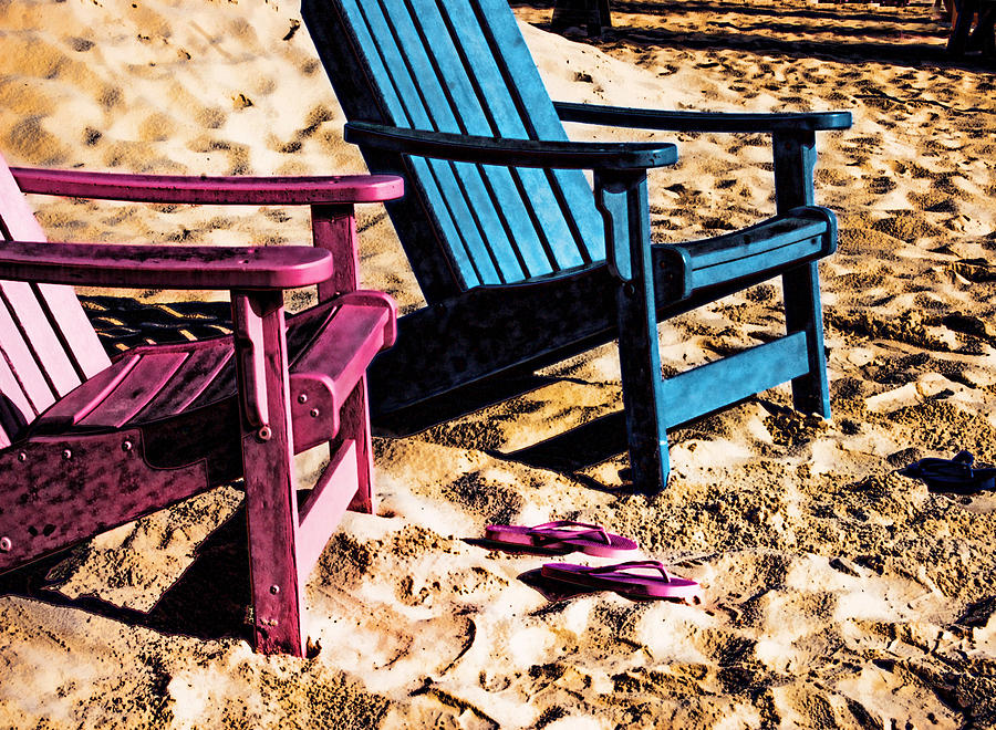 Pink and Blue Chair Digital Art by Michael Thomas