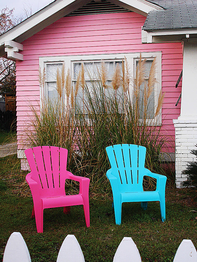 Pink and Blue Chairs by Jan Marvin Photograph by Jan Marvin