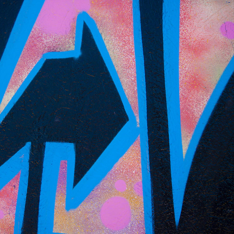 Pink and Blue Graffiti Arrow Square Photograph by Carol Leigh