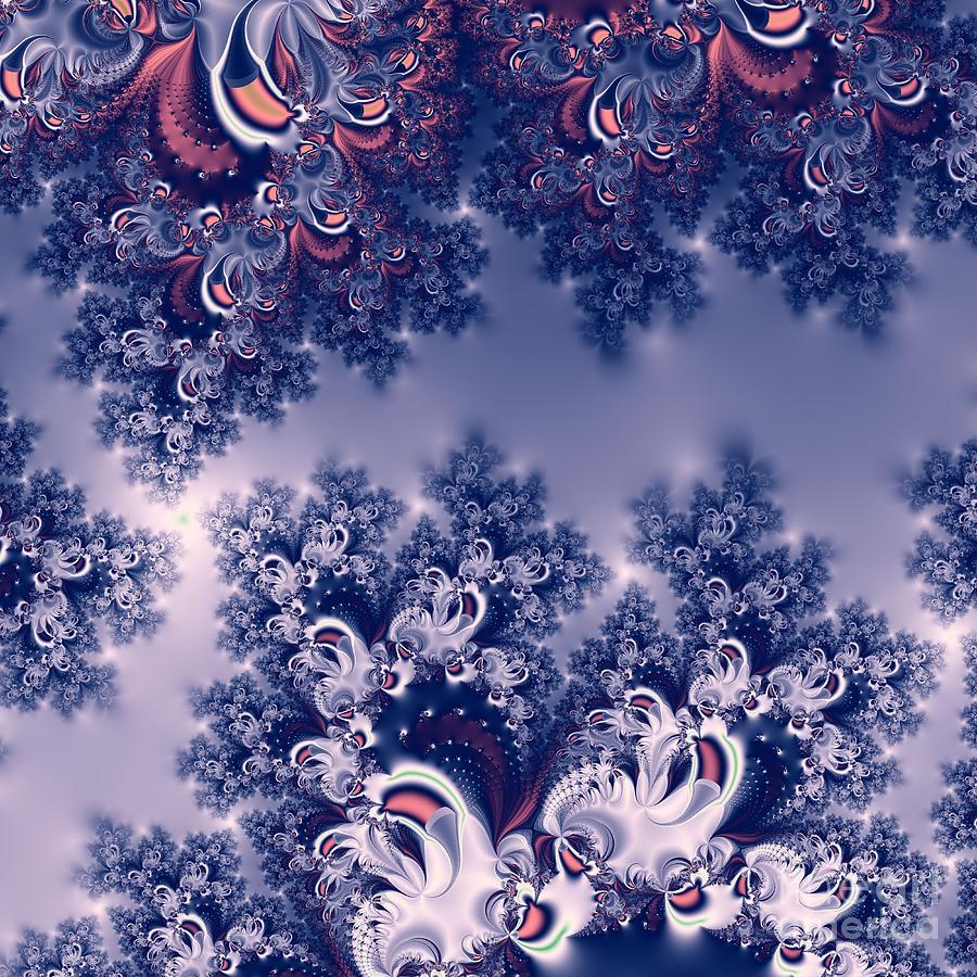 Winter Digital Art - Pink and Blue Morning Frost Fractal by Rose Santuci-Sofranko