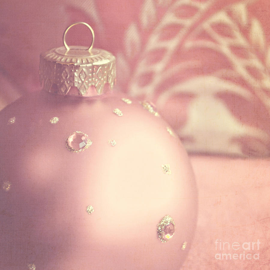 Pink and gold ornate Christmas bauble Photograph by Lyn Randle