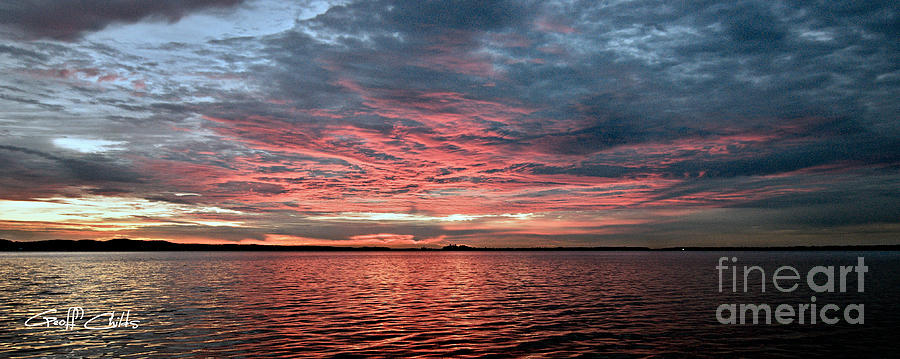 Pink and Grey at Sea - Sunrise Panorama  Photograph by Geoff Childs
