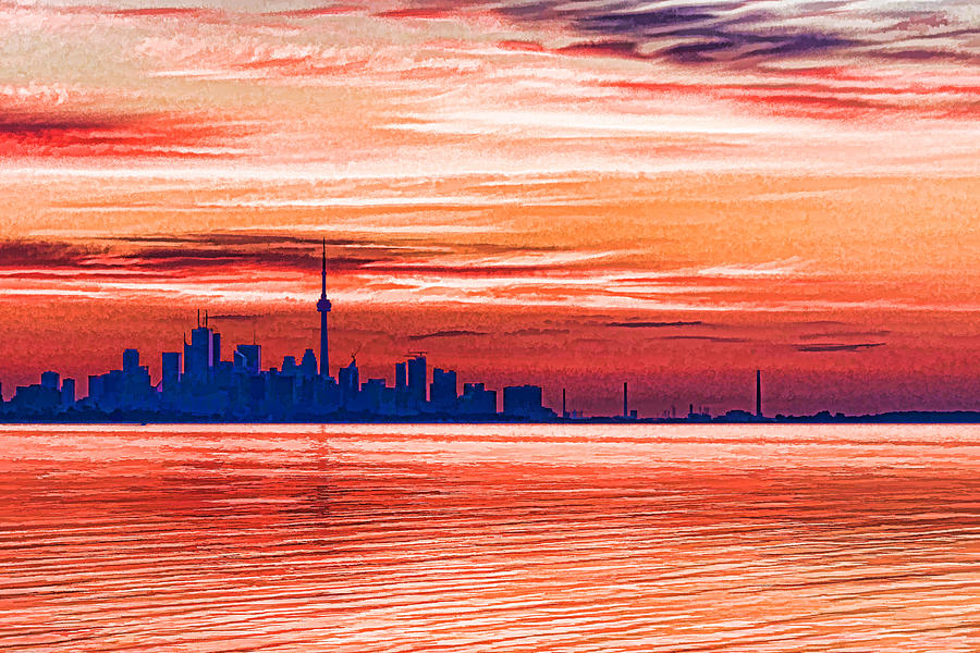 Pink and Purple Sunrise - Toronto Skyline Impressions Digital Art by Georgia Mizuleva