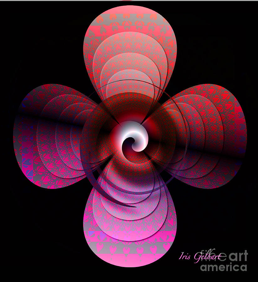 Pink Digital Art - Pink and red clover by Iris Gelbart