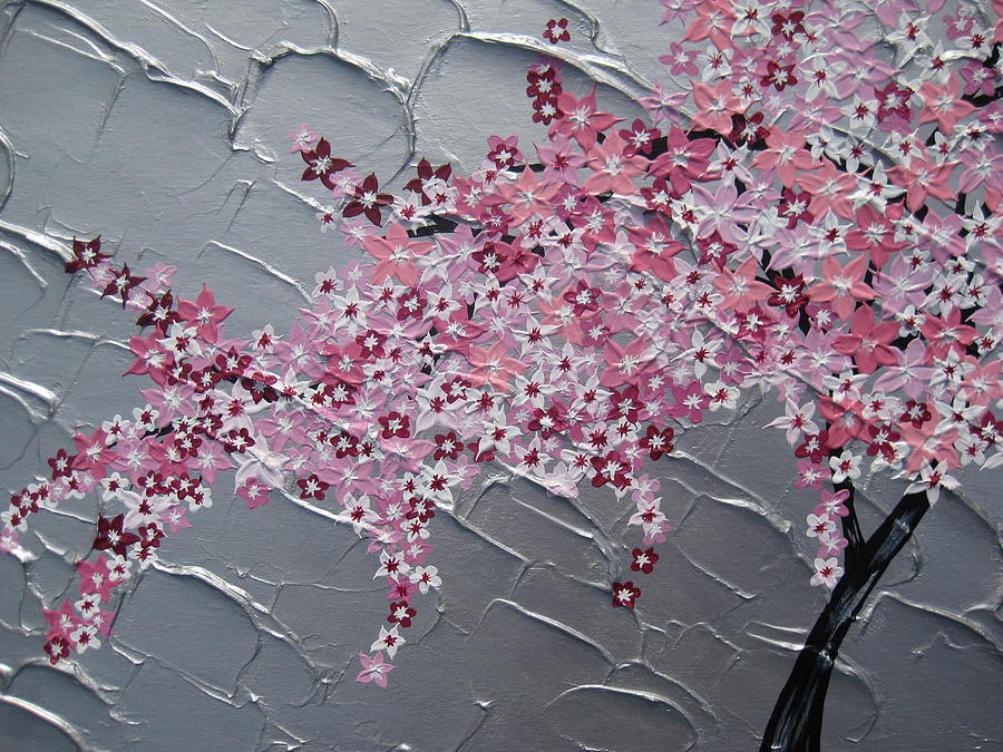 Pink And White Cherry Blossom Painting