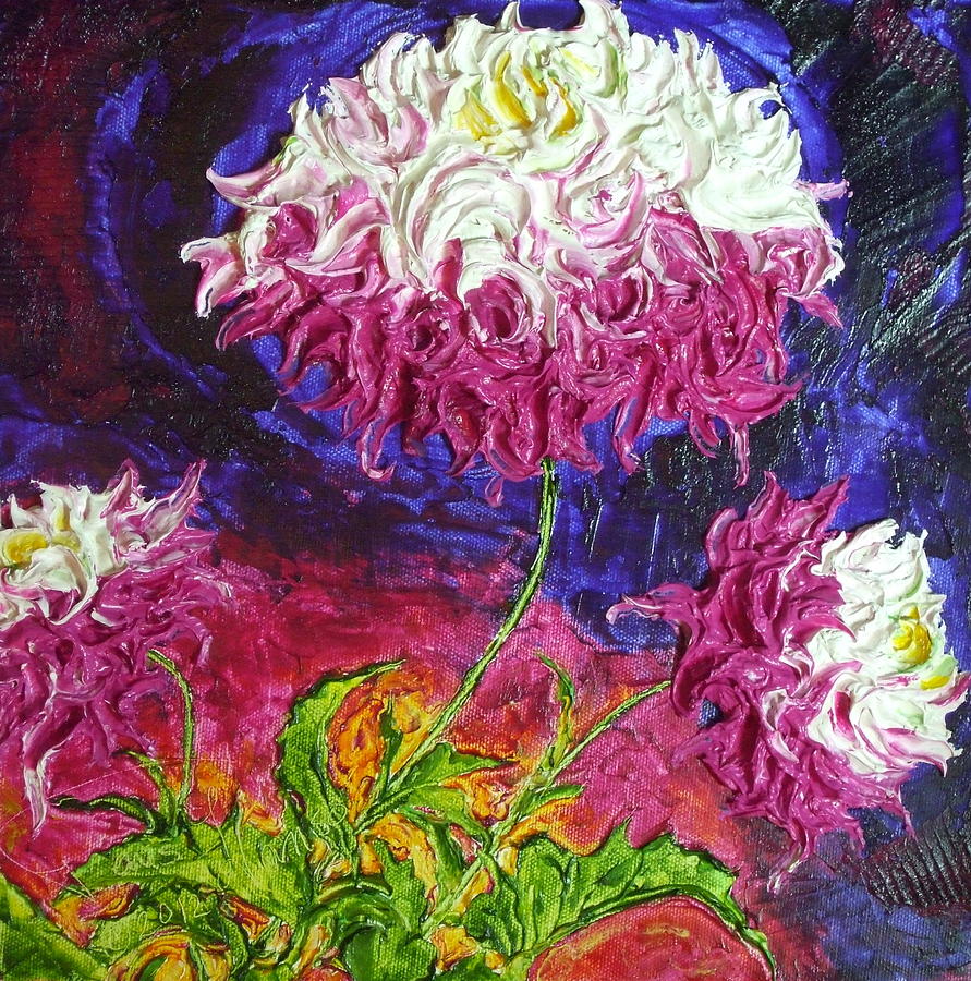 Pink and White Mums Painting by Paris Wyatt Llanso
