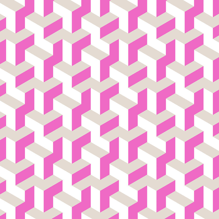 Pink and White Pattern with Grey Digital Art by Gabiw Art