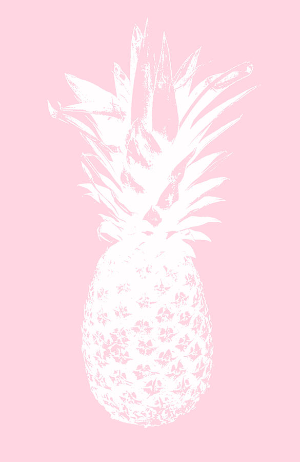 Pineapple Mixed Media - Pink and White Pineapple by Linda Woods