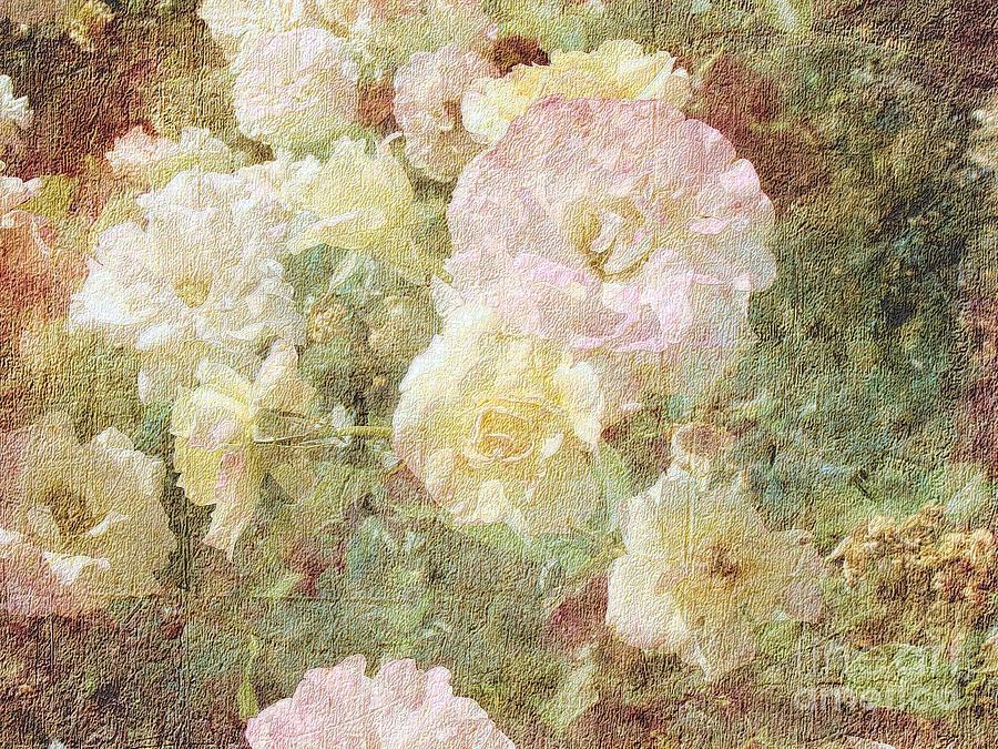 Pink and White Roses with Tapestry Look Photograph by Janette Boyd