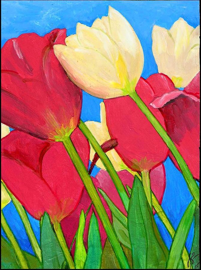 Pink and White Tulips Painting by Jim Harris