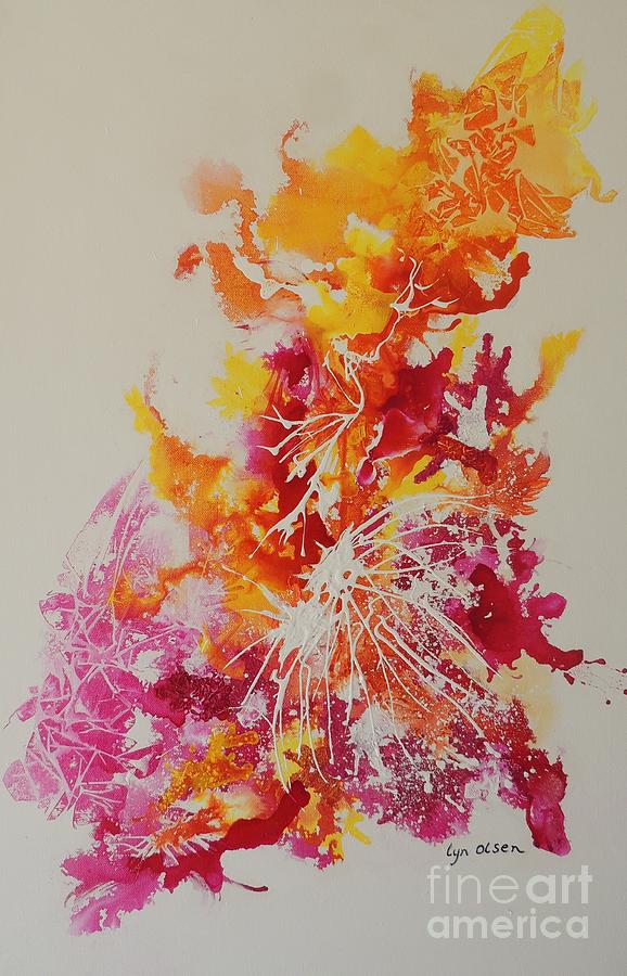 Pink and Yellow Coral Painting by Lyn Olsen
