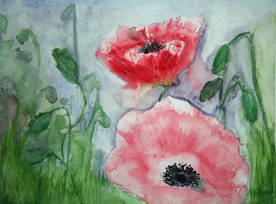 Pink Anemones Painting by Marna Edwards Flavell