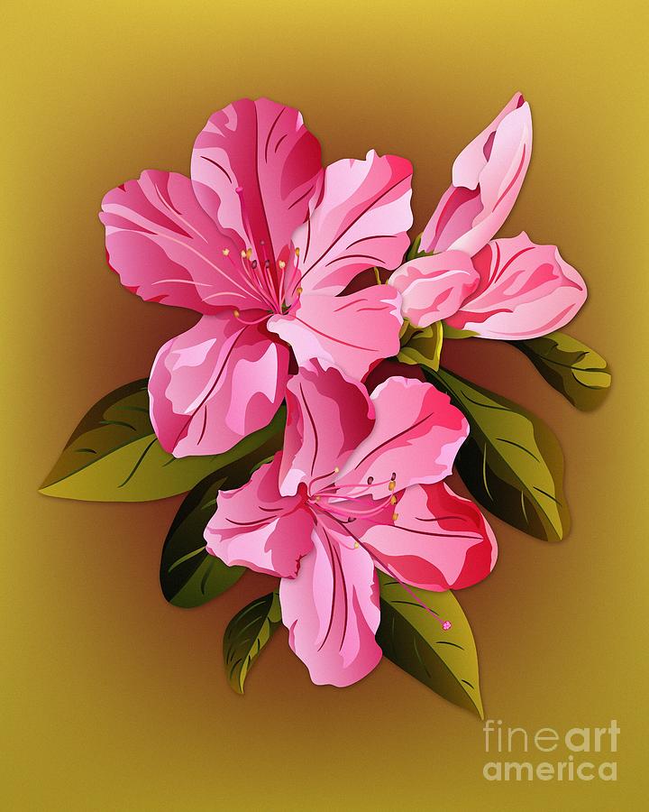 Pink Azalea Blossoms Digital Art by MM Anderson