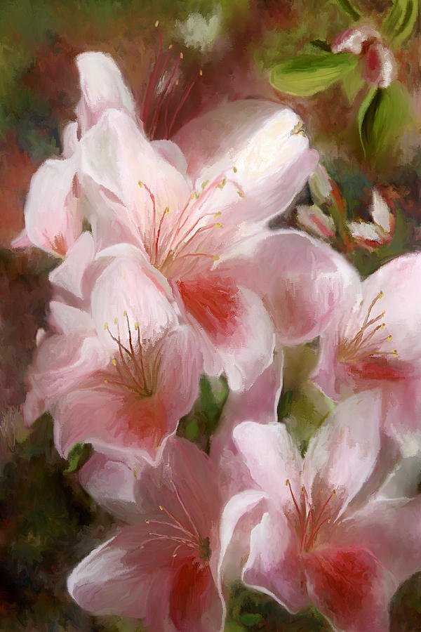 Pink Azalea Painting by Noel Steele