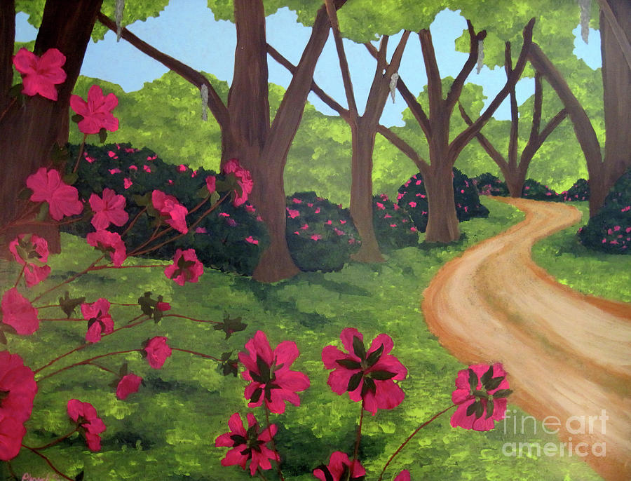 Nature Painting - Pink Azalea Path by Susan Plenzick