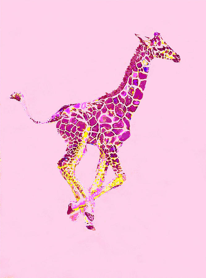 Giraffe Digital Art - Pink Baby Giraffe by Jane Schnetlage