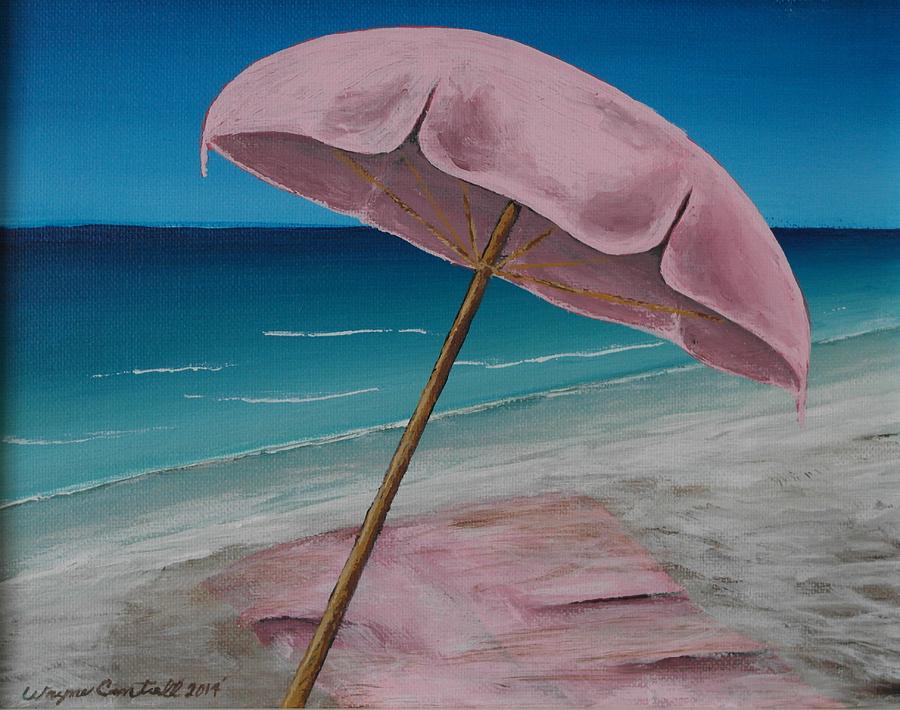 Pink Beach Umbrella Painting by Wayne Cantrell