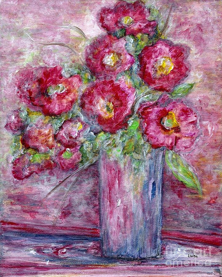 Pink Beauties In A Blue Crystal Vase Painting