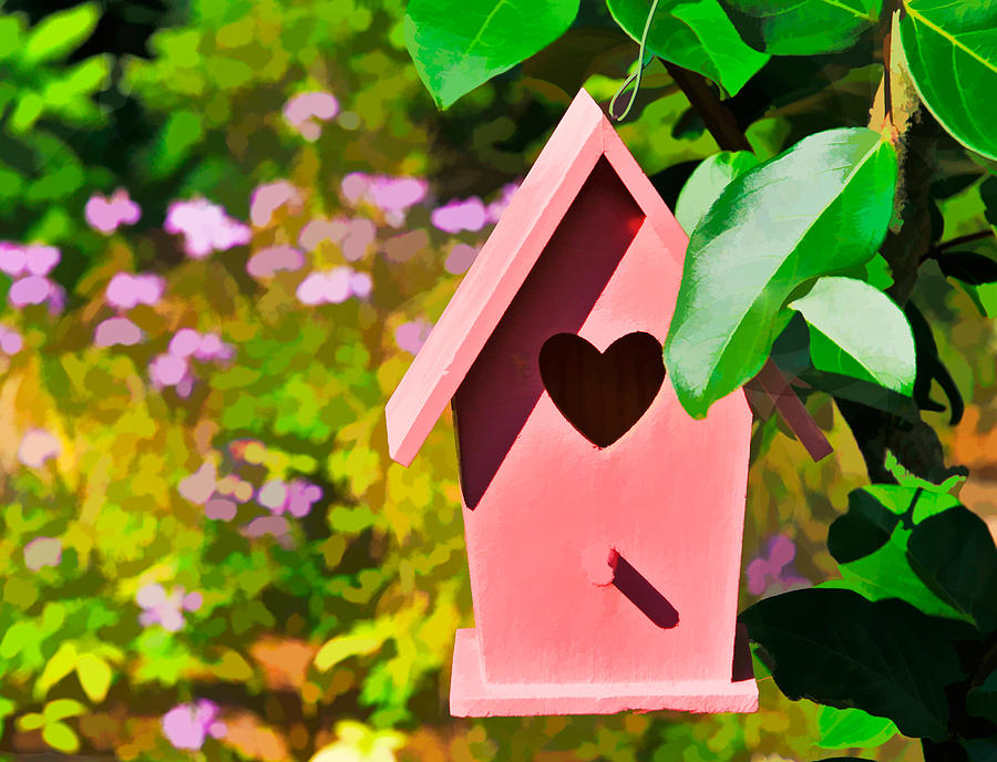 Pink Heart Birdhouse Photograph by Ginger Wakem