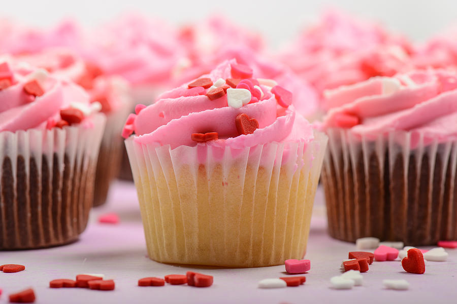 Cake Photograph - Pink Birthday Cupcakes by Brandon Bourdages
