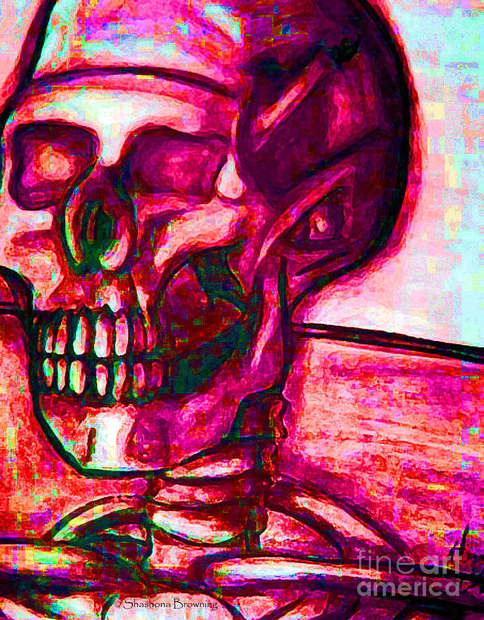 Skull Digital Art - Pink Bones by Shashona Browning