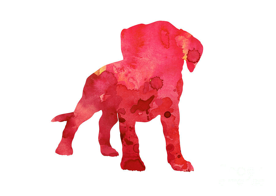 Dog Painting - Pink boxer puppy painting watercolor art print by Joanna Szmerdt