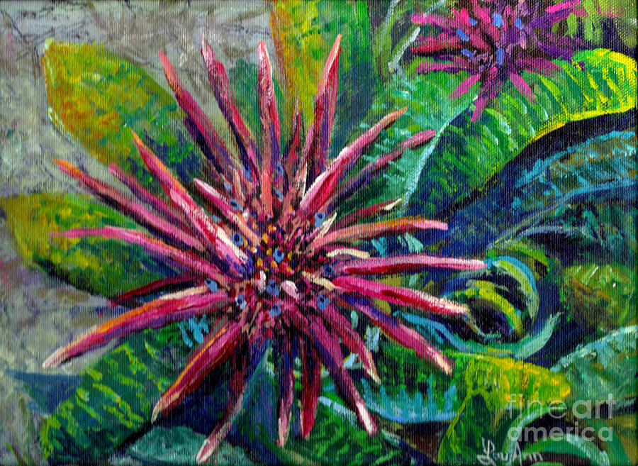 Pink Bromiliad Painting by Lou Ann Bagnall
