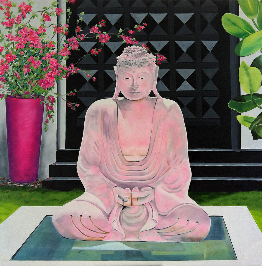 pink buddha painting