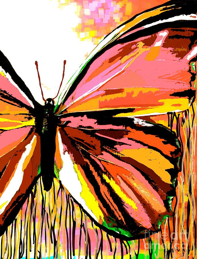 Pink Butterfly Painting by Saundra Myles
