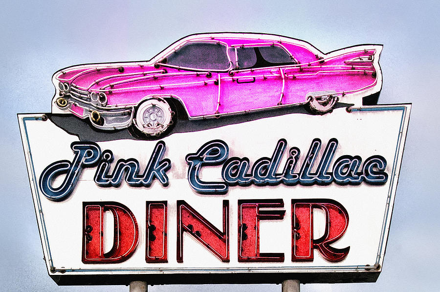 Car Photograph - Pink Cadillac Diner by Bill Cannon