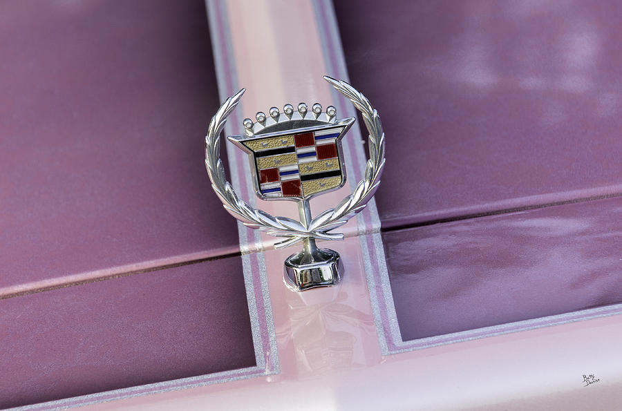 Car Photograph - Pink Cadillac Hood Ornament by Betty Denise