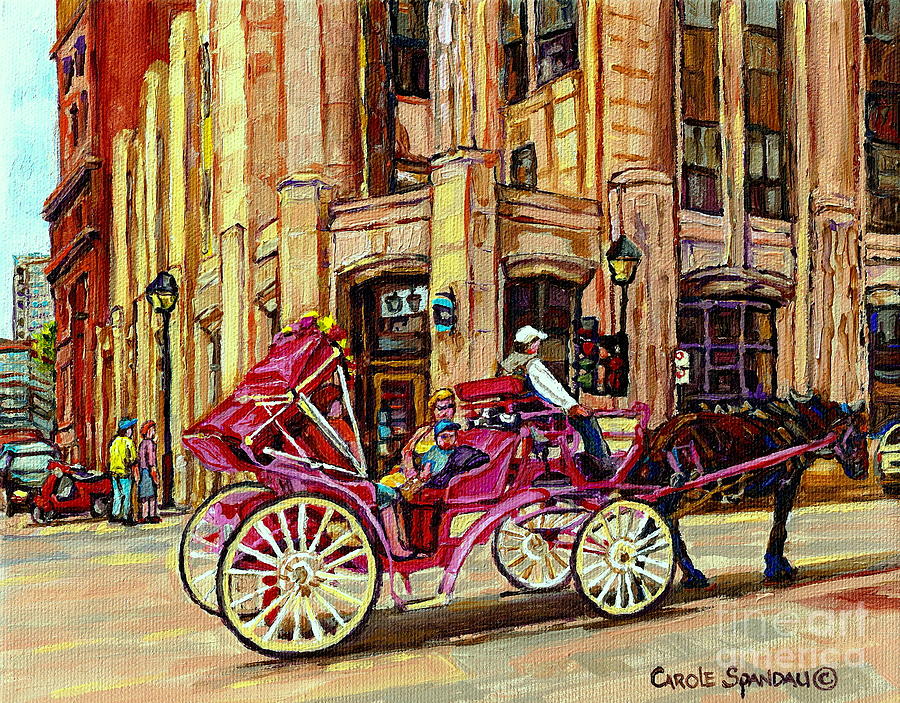 Carriage Ride Rue Notre Dame Paintings Of Old Montreal Caleche Ride Old Port Quebec Art C Spandau Painting by Carole Spandau