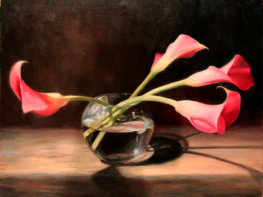 Pink Calla Lilies Painting by Beth Johnston