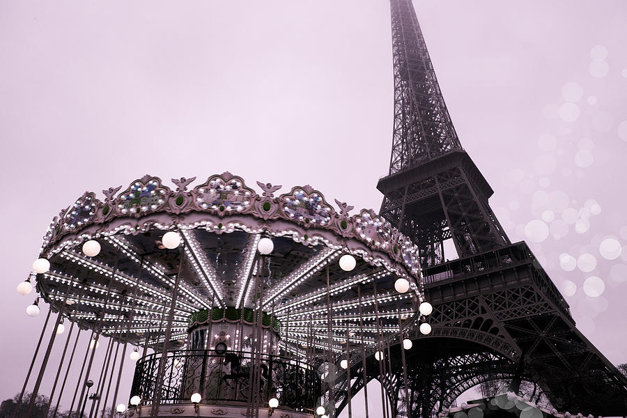 Pink Carousel with Eiffel Tower Photograph by Evie Carrier