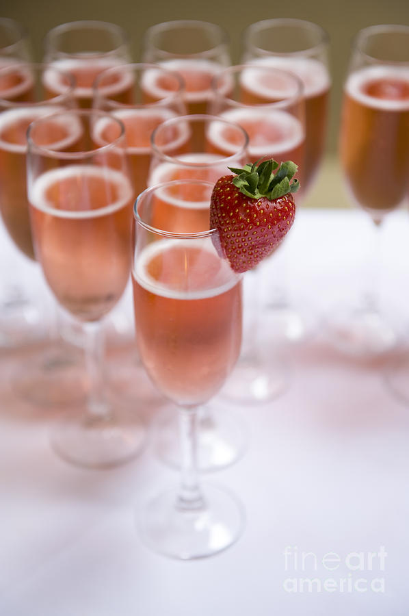 Pink Champagne And Strawberry Photograph by Lee Avison
