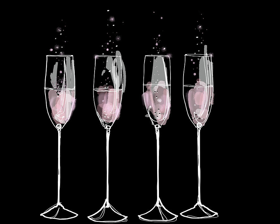 Pink Champagne Flutes In A Row Photograph by Ikon Ikon Images