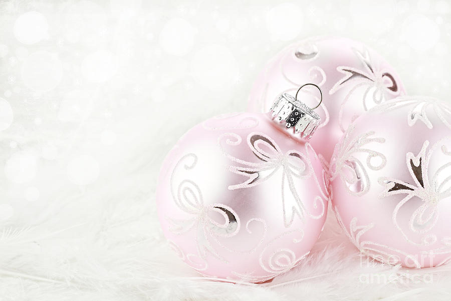 Pink Chirstmas Ornaments Photograph by Stephanie Frey