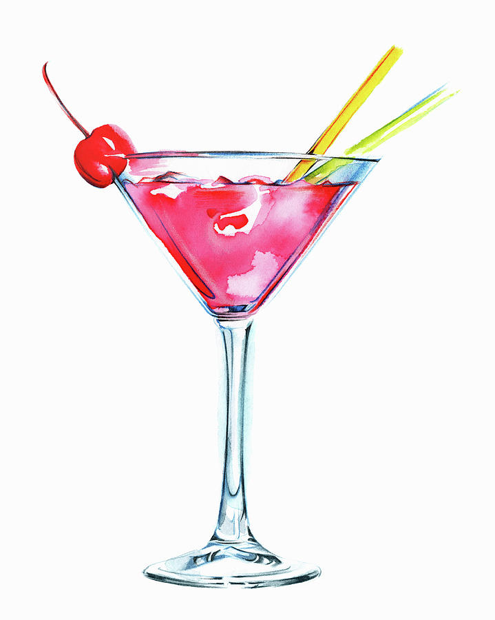 Pink Cocktail In Martini Glass Painting By Ikon Ikon Images Pixels