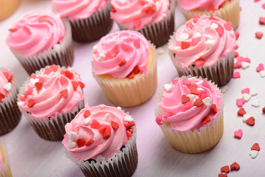Pink Cupcakes Close Up Photograph by Brandon Bourdages