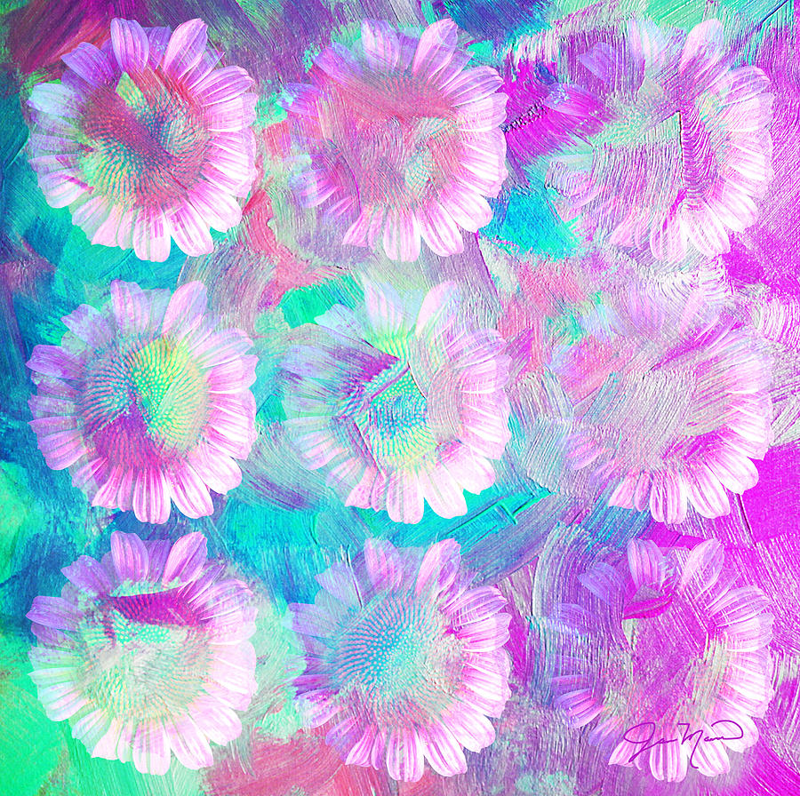 Pink Daisy Splash Painting by Jan Marvin