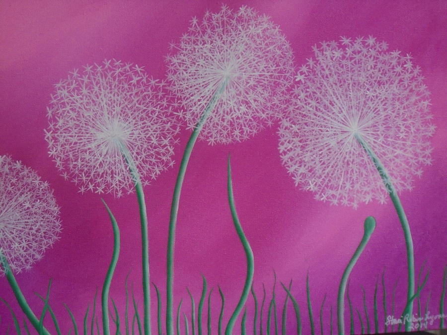 Pink Dandelion  Painting by Staci Lyons