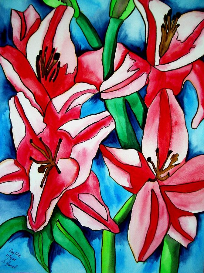 Lilies Painting - Pink Day Lilies by Sacha Grossel Lilies Painting - Pink Day Lilies by Sacha Grossel