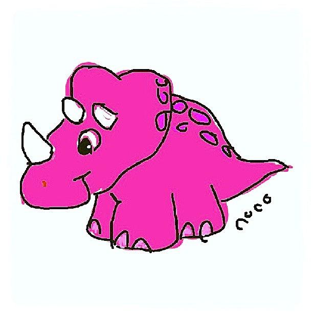 Draw Photograph - Pink Dino #dinosaurds #dinods #cartoon by Nuno Marques