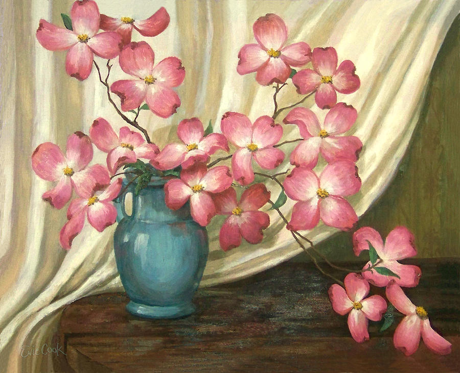 Spring Painting - Pink Dogwoods by Evie Cook