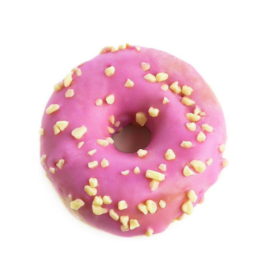 Donut Photograph - Pink Doughnut by Science Photo Library
