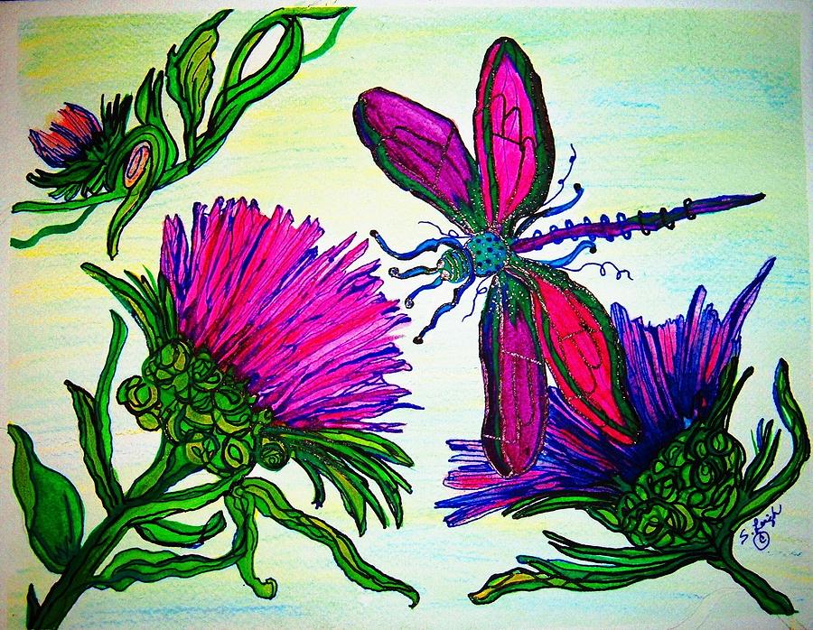 Pink Dragonfly Painting by Sharon Leigh - Fine Art America