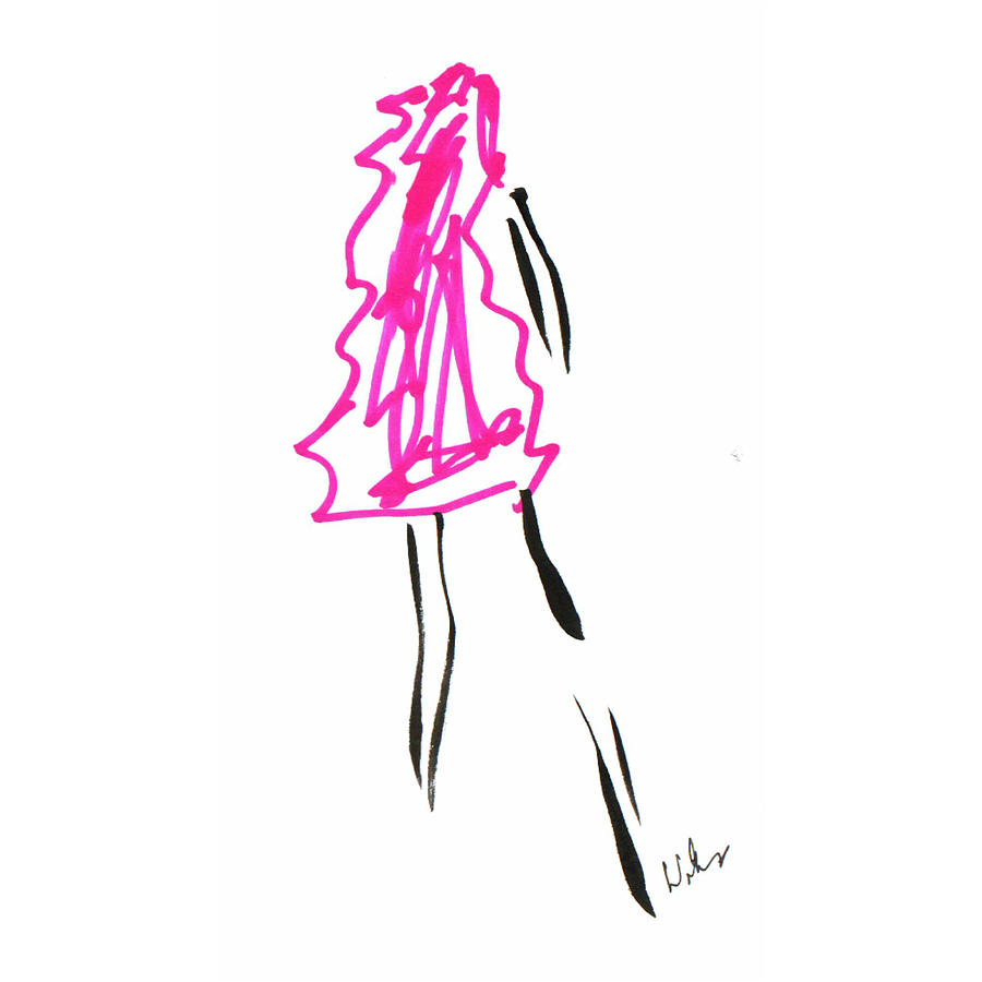 Pink Dress 2 Drawing by Mark Wilcox