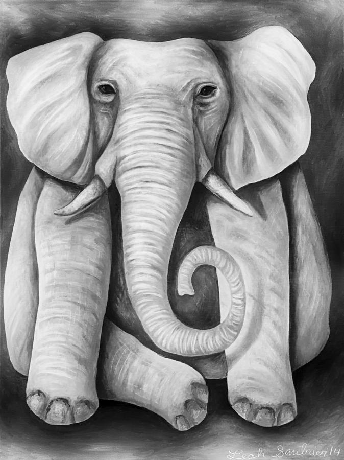Elephant Painting - Pink Elephant edit 5 by Leah Saulnier The Painting Maniac