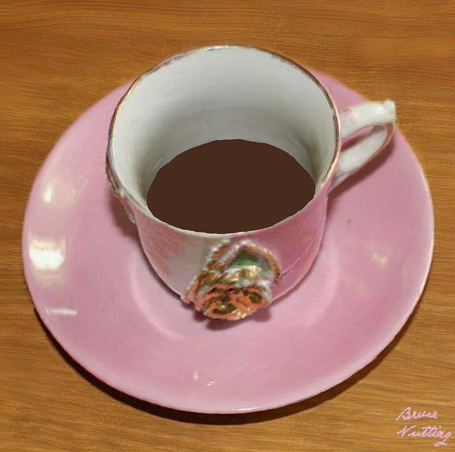 Coffee Painting - Pink Eloquent Coffee Cup by Bruce Nutting