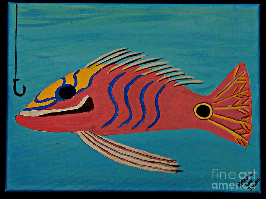 Pink Fish Painting by Marcia Lee Jones